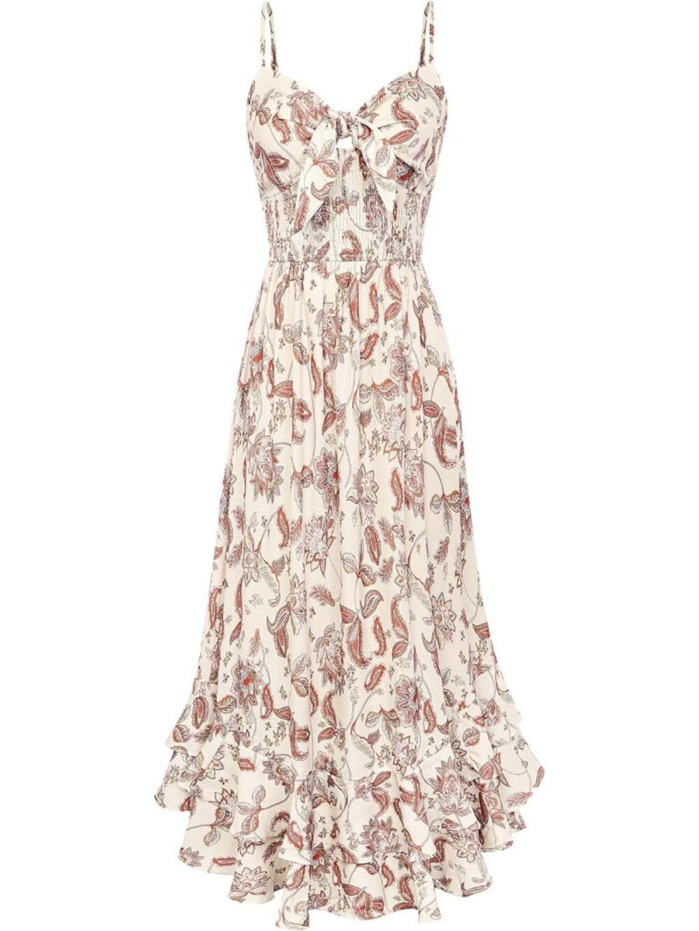 Women's Beige Boho Floral Maxi Sundress Beach Dress With Pockets